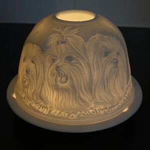 Bernardaud Made in France 🇫🇷 Elegant Cream Dog Art Candle Holder Dome
